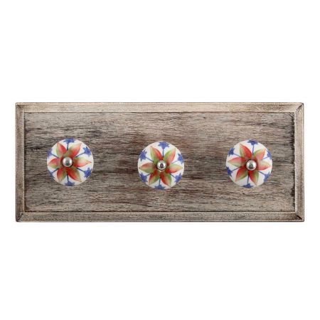 Red Star Ceramic Wooden Hooks
